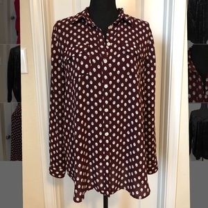 Loft Maturity Blouse - Maroon with Cream Acorns, M